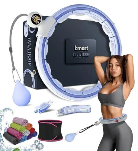 Produktbild: K-MART Smart Weighted Hula Ring Hoops, Hula Circle 28 Abnehmbarer Fitnessring mit 360 Grad Auto-Spinning Ball Massage, Gymnastik, Erwachsene Fitness für Gewichtsverlust (Blau)