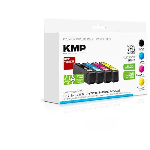Produktbild: KMP Tintenpatrone passend für HP 913A (L0R95AE, F6T77AE, F6T78AE, F6T79AE) Multipack mit neuem KMP Hybrid-Chip - H164V - für HP PageWide 352 d... etc.