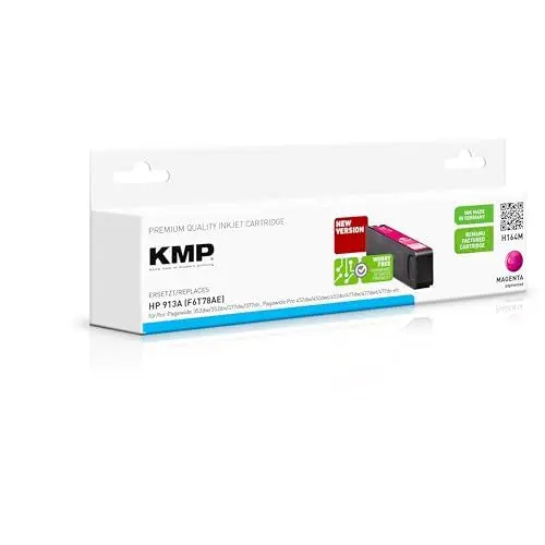 Produktbild: KMP Tintenpatrone passend für HP 913A Magenta (F6T78AE) mit neuem KMP Hybrid-Chip - H164M - für HP Page Wide Pro 352dw, 352dn, 377dn, Pro 4... etc.