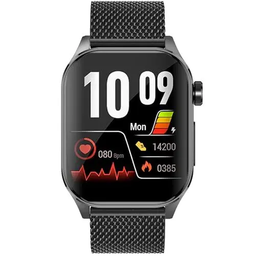Produktbild: Knauermann PRO 3 (2024) Schwarz - Gesundheitsuhr Smartwatch mit Telefoniefunktion - EKG + HRV und SOS Funktion - AMOLED Display- BT Bluetooth - Schlafapnoe - Milanaiseband Schwarz, 14-24