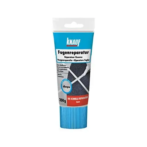 Produktbild: Knauf schnell-trocknender Fugen-Reparatur Spachtel, zum schnellen Ausbessern von schadhaften und ausgebrochenen Fliesen – gebrauchsfertiger Mörtel, für innen, Silber-Grau, 250-g