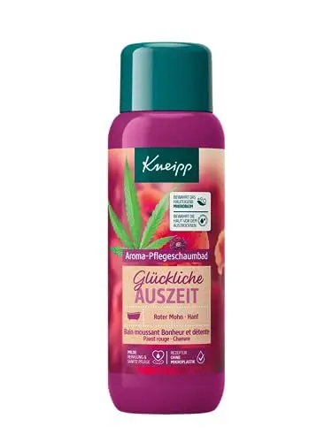 Produktbild: Kneipp Aroma-Pflegeschaumbad Glückliche Auszeit - mit natürlichen Ölen aus Rotem Mohn und Hanf - Rezeptur ohne Mikroplastik - 400ml