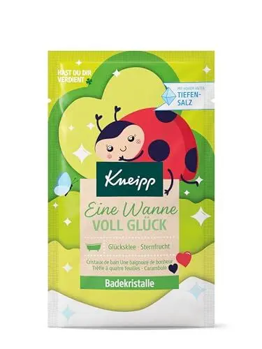 Produktbild: Kneipp Badekristalle Eine Wanne voll Glück - Mit natürlichen Extrakten aus Sternfrucht und Glücksklee - Fruchtig-frischer Duft für deinen Glücksmoment - Mit hohem Anteil Luisenhaller Tiefensalz - 60g