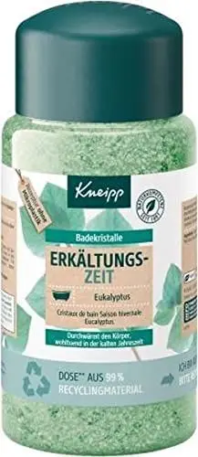 Produktbild: Kneipp Badekristalle Erkältungszeit - Badesalz Vorratspackung - mit naturreinem Tiefensalz der Saline Luisenhall & natürlichen ätherischen Ölen aus Eukalyptus & Minze - aromakologische Wirkung - 600g