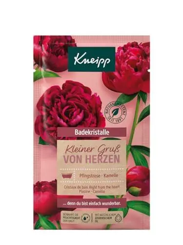 Produktbild: Kneipp Badekristalle Kleiner Gruß von Herzen, Badesalz mit Tiefensalz und der Kombination aus Pfingstrosenextrakt und pflegendem Kamelienöl, ein Moment der Geborgenheit, 60g