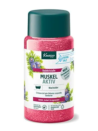 Produktbild: Kneipp Badekristalle Muskel Aktiv - mit wertvollem ätherischen Wacholder-, Wintergrün- & Rosmarinöl - wärmend wohltuend zur Muskulatur - 600g, 1