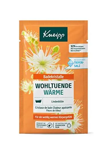 Produktbild: Kneipp Badekristalle Wohltuende Wärme - naturreines Badesalz der Saline Luisenhall mit wertvollem Extrakt der Lindenblüte & natürlichen ätherischen Ölen aus Orangen & Zedernholz - 60g