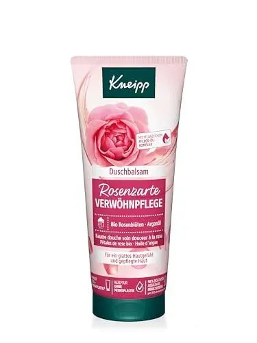 Produktbild: Kneipp Duschbalsam Rosenzarte Verwöhnpflege - Duschgel mit hochwertigem Extrakt aus Bio Rosenblüten & einem pflegenden Öl-Komplex schenkt ein glattes Hautgefühl und pflegt die Haut - 200ml