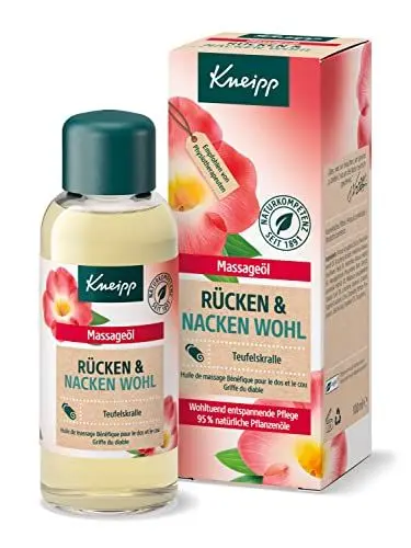 Produktbild: Kneipp Massageöl Rücken Wohl, hochwertig mit Extrakt der Teufelskralle, mit reichhaltiger Sheabutter, Sonnenblumenöl und Vitamin E, Mehrfarbig, 100 g (1er Pack)