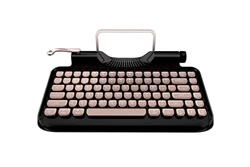 Produktbild: KnewKey Tastatur im Schreibmaschinen-Stil, mechanisch, kabelgebunden, kabellos, mit Tablet-Ständer, Bluetooth-Verbindung
