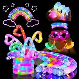 Produktbild: Knicklicht Pop Tubes,12PCS Leuchtstäbe,LED Leuchtspielzeug,LED Stretchrohr,Party Supplies Leuchtstäbe,Partyzubehör im Dunkeln Röhrchen,Geburtstagsparty Dekoration Set, Leuchtende Armbänder Party Deko