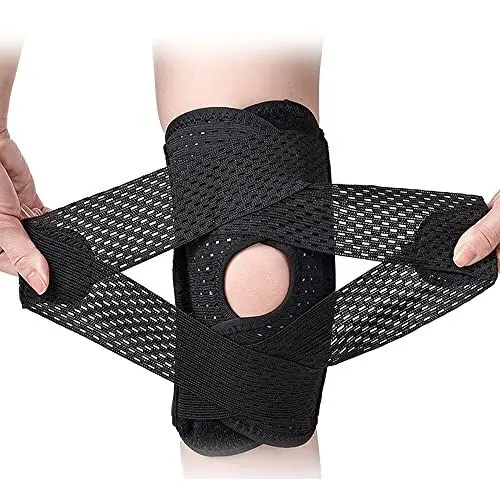 Produktbild: Kniebandage Männer Damen, Atmungsaktive Patella Kniebandage mit Seitenstabilisatoren, Einstellbar Orthopädische Kniebandage Meniskus Kniestütze für Knieschmerzen, Laufen, Meniskusriss, Arthritis, XXL