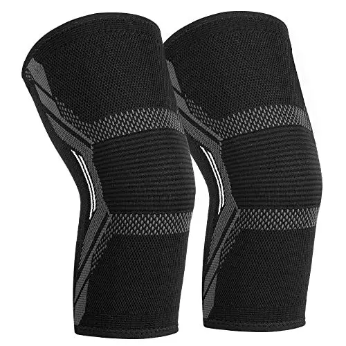 Produktbild: MILAIUN Kniebandage für Männer/Damen 2er set, Knee Support zur Linderung Arthrose, Kompression Kniestütze für Meniskus, Knieschiene für Meniskus, Sport, Laufen(XL, Schwarz)