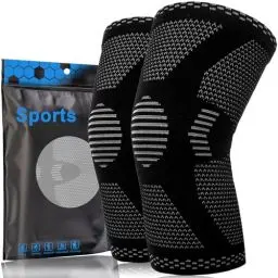 Produktbild: Kniebandage set (2 Pack), Kniestütze für Damen und Männer, Rutschfeste Atmungsaktiv für Kniescherzen Lindert, Laufen, Wandern, Joggen, Gewichtheben, Basketball, Fußball-S