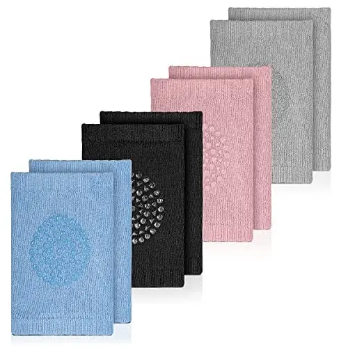 Produktbild: Knieschoner Baby Krabbeln 4er Set – Anti Rutsch Krabbelhilfe – Mädchen Junge Krabbelschoner Stulpen mit Gummipunkte Elastische Knieschützer in 4 Farben – Knie Socken mit Anti- Rutsch-Noppen