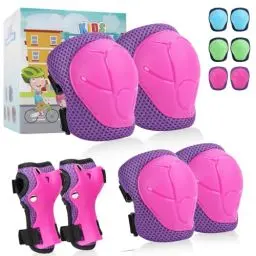 Produktbild: Knieschoner Kinder, SAMIT Protektoren 6 in 1 Set (3-8 Jahre) Kinder Schützer Verstellbare Kinder Schutzausrüstung/ Ellenbogen- und Handgelenkschoner Set Ideal für Roller Skateboard Radfahren Inliner