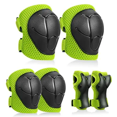 Produktbild: Knieschoner Kinder Schonerset Inliner Schützer 6 in 1 Profi Schutzausrüstung für 3-7 Jahre Kinder Ellenbogenschoner Handgelenkschoner Protektoren Verstellbar für Skateboard Roller Skaten Fahren (Blau)