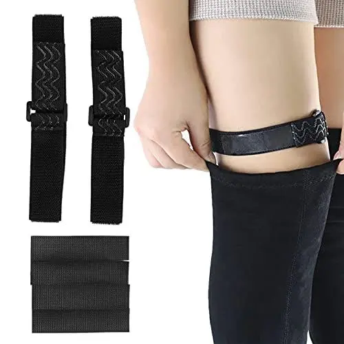 Produktbild: Kniestiefel-Riemen, ANGGREK 2 Stück Kniestiefel-Riemen Rutschfeste Stiefel Fester Gürtel Anti-Tropfen-Kniestiefel-Riemen mit 4 Stück Klebebändern