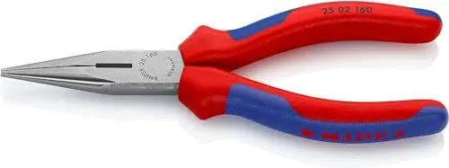 Produktbild: KNIPEX Flachrundzange mit Schneide (Radiozange) mit Comfort-Griffen schwarz atramentiert 25 02 160