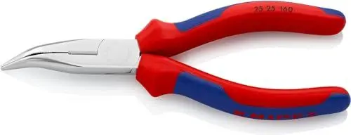 Produktbild: KNIPEX Flachrundzange mit Schneide (Radiozange) mit Mehrkomponenten-Hüllen verchromt 165 mm 25 25 160