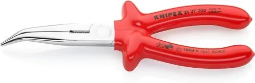 Produktbild: KNIPEX Flachrundzange mit Schneide (Storchschnabelzange) tauchisoliert, VDE-geprüft verchromt 200 mm 26 27 200