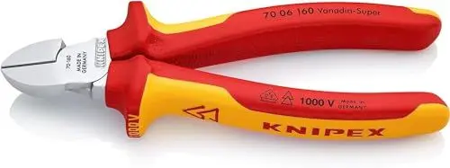 Produktbild: KNIPEX Seitenschneider isoliert mit Mehrkomponenten-Hüllen, VDE-geprüft verchromt 160 mm 70 06 160