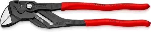 Produktbild: KNIPEX Zangenschlüssel Zange und Schraubenschlüssel in einem Werkzeug mit rutschhemmendem Kunststoff überzogen grau atramentiert 300 mm, 86 01 300