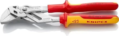 Produktbild: KNIPEX Zangenschlüssel Zange und Schraubenschlüssel in einem Werkzeug isoliert mit Mehrkomponenten-Hüllen, VDE-geprüft verchromt 250 mm 86 06 250