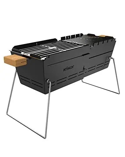 Produktbild: Knister Mobiler Holzkohle-Grill | Ideal Als Camping Grill & Feuerschale | Für 2-6 Personen | Mit Massivem Edelstahl Rost & Made In Germany | Schwarz