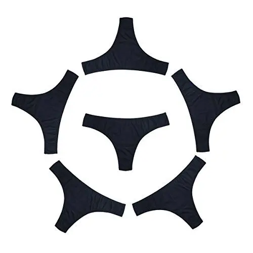 Produktbild: KNITLORD 6er Pack String Tanga Damen Baumwolle Unterhosen Atmungsaktive Unterwäsche Frauen Weich Panties Mehrpack - Schwarz L