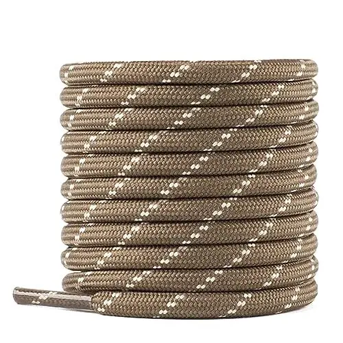 Produktbild: Knixmax 2 Paar Schnürsenkel Rund Ø 5 mm Ersatz Schuhbänder Reißfes für Wanderschuhe Arbeitsschuhe Stiefel Braun-Beige 150cm