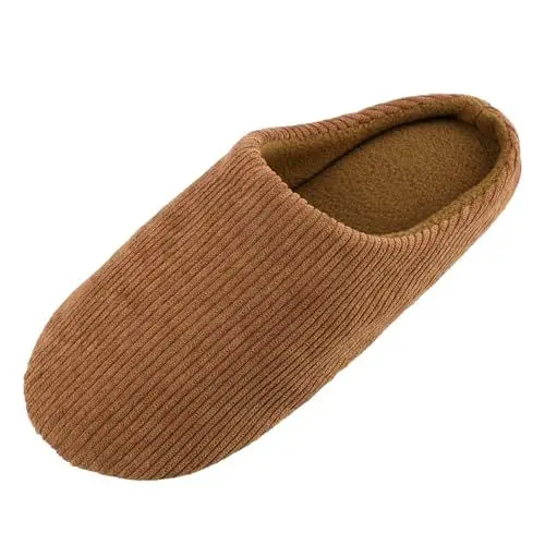 Produktbild: Knixmax Herren Hausschuhe Memory Foam Winter Warme Pantoffeln Bequeme Rutschfeste Leicht Home Slipper Braun 46/47EU