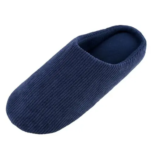 Produktbild: Knixmax Herren Hausschuhe Memory Foam Winter Warme Pantoffeln Bequeme Rutschfeste Leicht Home Slipper Blau 42/43EU