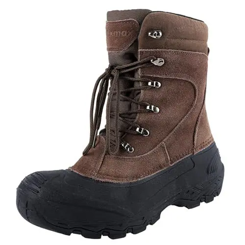 Produktbild: Knixmax Herren Schneestiefel Warme Winterstiefel Wasserdichte Sohlen Wildleder Stiefel Outdoor Boots Braun 46EU