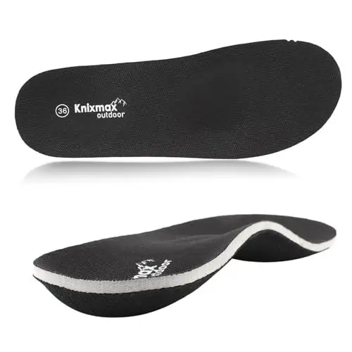 Produktbild: Knixmax Outdoor Orthopädische Einlegesohlen mit Fußgewölbestütze Für Plattfüße Plantarfasziitis Linderung von Fußschmerzen für Männer und Frauen Schwarz EU41
