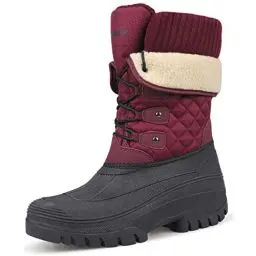 Produktbild: Knixmax Outdoor Winterstiefel Damen Warm Gefütterte Schneestiefel Winterschuhe mit wasserdichtem Obermaterial und rutschfesten Sohlen Geeignet für die Schneesaison im Winter Wein EU40