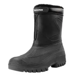 Produktbild: Knixmax Outdoor Winterstiefel Herren Warm Gefütterte Schneestiefel Winterschuhe mit wasserdichtem Obermaterial und rutschfesten Sohlen Geeignet für die Schneesaison im Winter Schwarz EU43