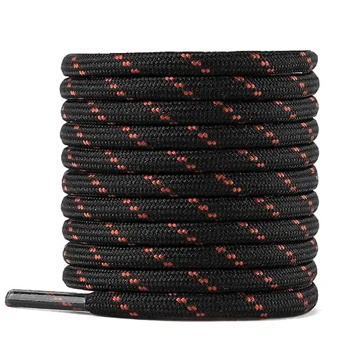 Produktbild: Knixmax 2 Paar Schnürsenkel Rund Ø 5 mm Ersatz Schuhbänder Reißfes für Wanderschuhe Arbeitsschuhe Stiefel Schwarz-Braun 120cm