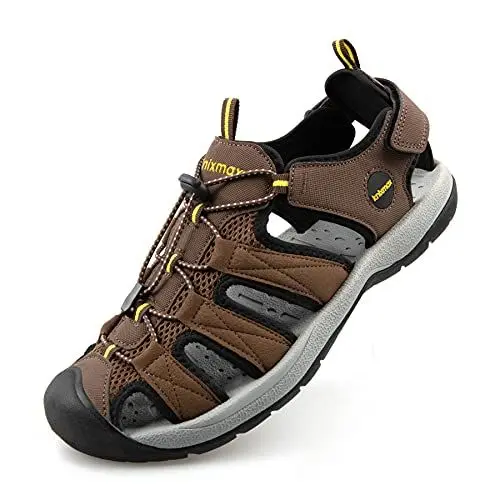 Produktbild: Knixmax Trekkingsandalen Herren Wandersandalen Geschlossene Sandalen Sommer Wanderschuhe Sommerschuhe für Sport- & Outdoorsandalen Braun Gr.45 EU