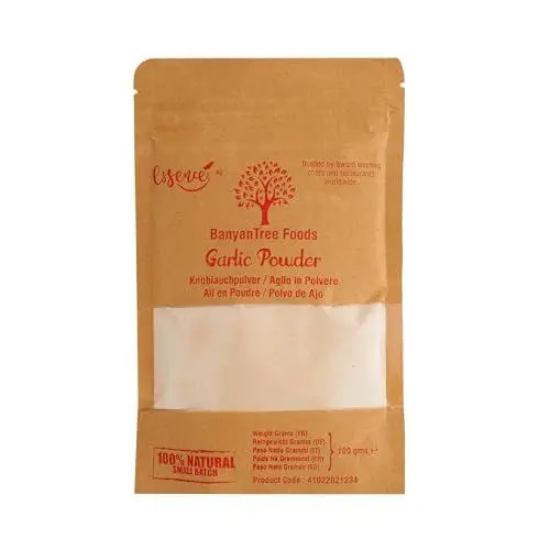Produktbild: BanyanTree Foods Knoblauchpulver | Knoblauch gemahlen | Garlic Powder 100g | 100% naturrein aus schonend getrocknetem Knoblauch | All Natural | Vegan