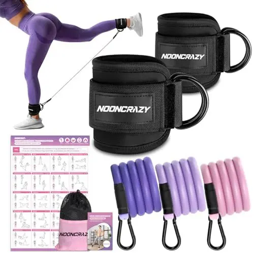 Produktbild: Knöchelwiderstandsbänder 5 Stück Knöchel-Widerstandsbänder, Widerstandsbänder Set mit Knöchelriemen für Kickbacks, Bein-Glute-Übungsgeräte, Fußschlaufen Kabelzug für Training mit Trainingsposter