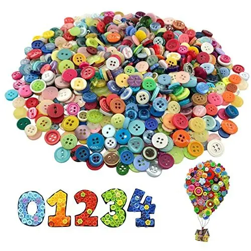 Produktbild: Bunte Knöpfe zum Basteln 1000 Stk Rund Bastelknöpfe Gemischt Harz Bunt Knöpfe 2/4 Löcher für Nähen DIY Handwerk Malerei Deko