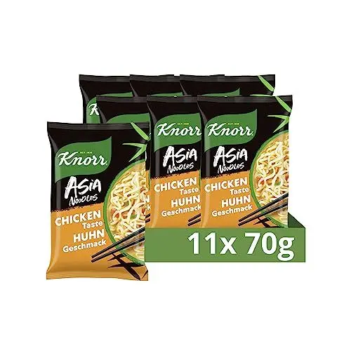 Produktbild: Knorr Asia Noodles Instant Nudeln Huhn-Geschmack schnelles Nudelgericht fertig in nur 4 Minuten 11x 70 g