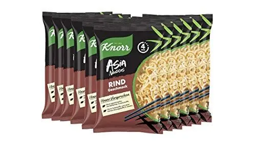 Produktbild: Knorr Asia Noodles Instant Nudeln Rind-Geschmack asiatisches Nudelgericht fertig in nur 4 Minuten 11x 68 g