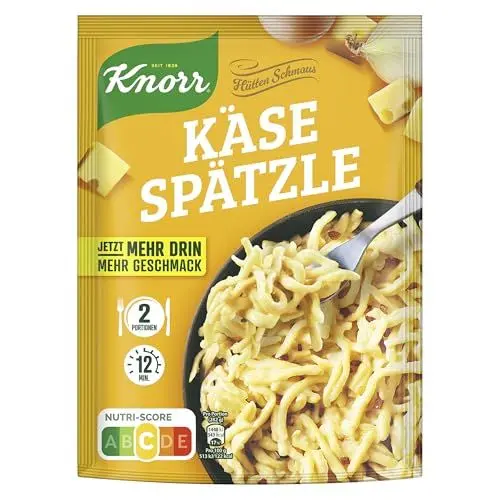 Produktbild: Knorr Hüttenschmaus Fertiggericht Käse-Spätzle leckeres Nudelgericht ohne geschmacksverstärkende Zusatzstoffe 2 Portionen