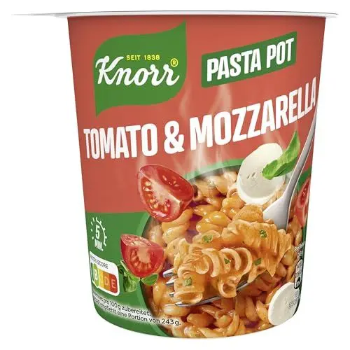 Produktbild: Knorr Pasta Snack Pot Tomato & Mozzarella leckere kleine Mahlzeit fertig in nur 5 Minuten 63 g