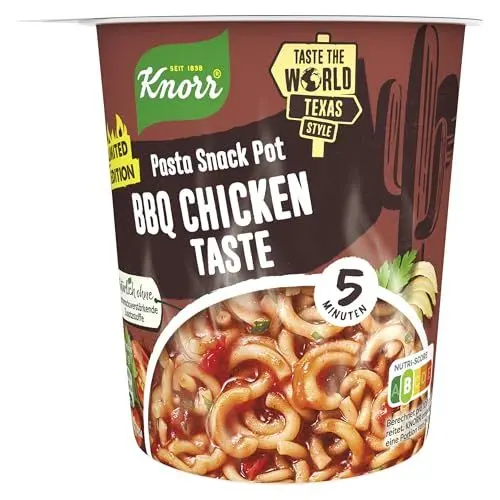 Produktbild: Knorr Taste the World Pasta Snack Pot BBQ Chicken Taste leckere kleine Mahlzeit fertig in nur 5 Minuten, 61 g
