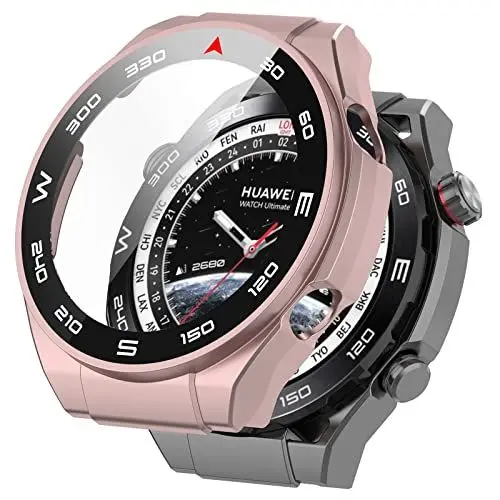 Produktbild: KNOXS Hard Schutzhülle Kompatibel mit Huawei Watch Ultimate Design, HD PC Stoßfest Rundum Hülle Ultradünne Gehäuse mit Kratzfest Displayschutz (Roségold)