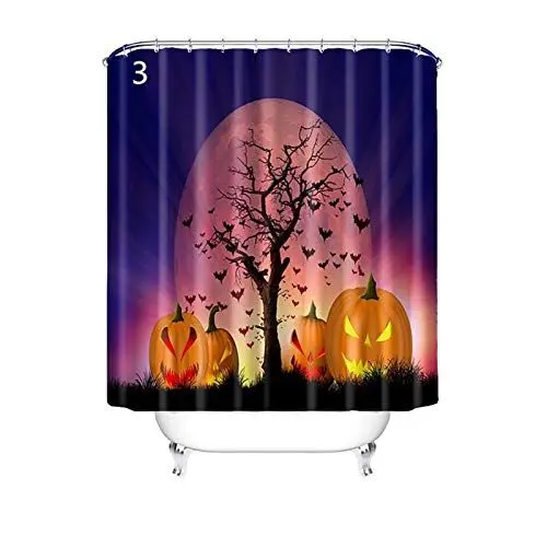 Produktbild: KnSam Anti-Schimmel Duschvorhang Halloween Badewanne Vorhang Anti-Bakteriell, Waschbar, Wasserdicht PEVA inkl. 12 Duschvorhangringe für Badzimmer - Stil 3 160x180cm