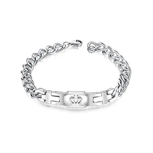 Produktbild: KnSam Armband Aus Edelstahl Kronenkreuz Silber Armband Für Unisex